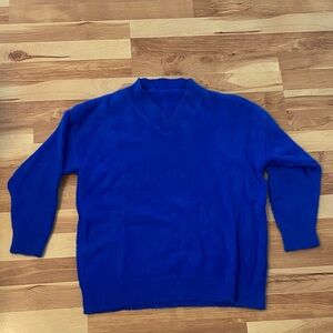 Bright blue v-neck sweater
